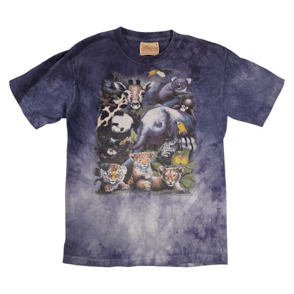 Vintage The Mountain Brookfield Zoo Animal Graphic Tie Dye Kids T-Shirt Size L - Picture 1 of 3